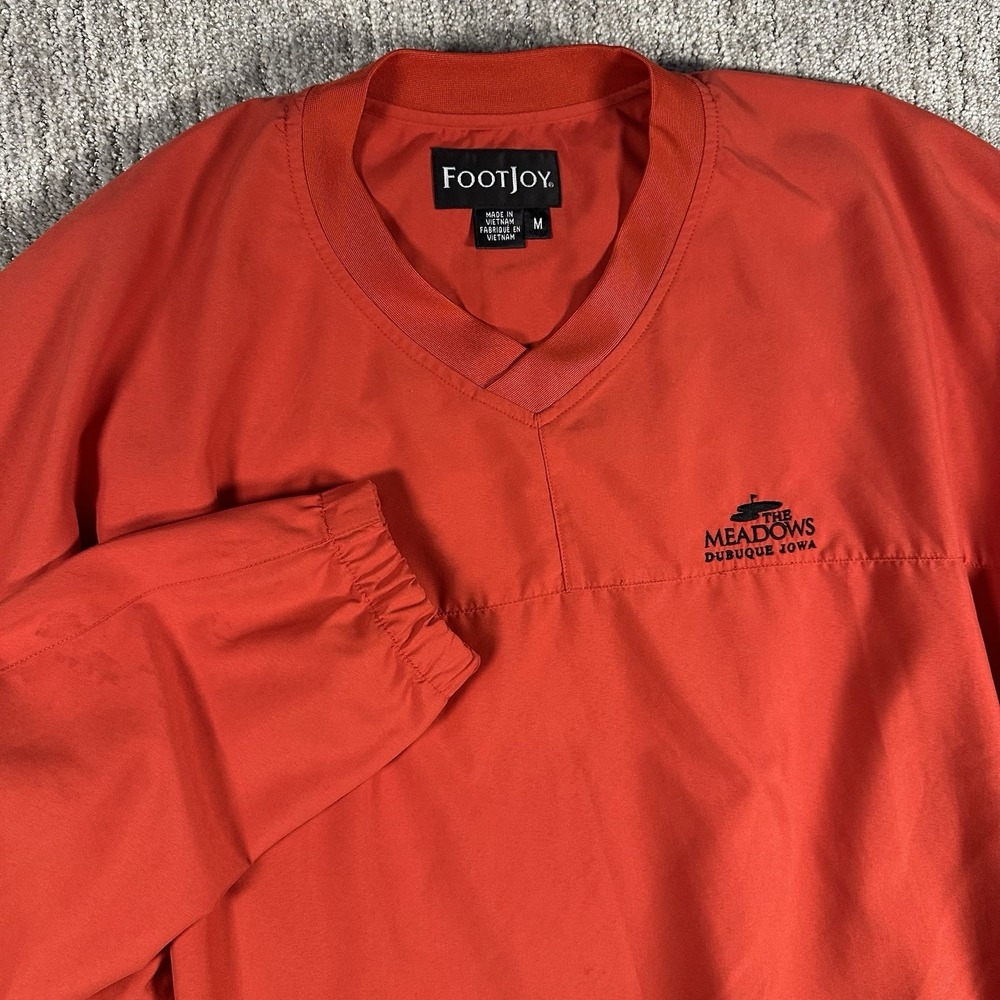 Vintage FootJoy Long Sleeve Pullover Windbreaker Jacket Mens M Red V‎ Neck Golf